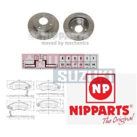   Suzuki Swift fékbetét + féktárcsa 1,0 - 1,3 Tokico féknyereghez 1997-ig (fékszett Nipparts + Nipparts)