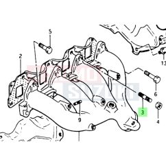 Suzuki Samurai kipufogó leömlő csavar 01411-0825A