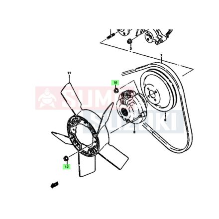 Suzuki Samurai Ventillátor lapát anya 08361-35063