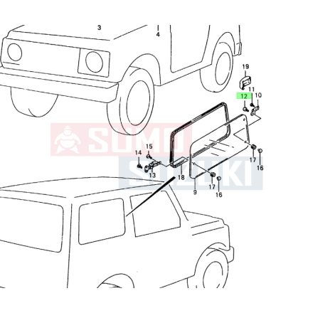 Suzuki Samurai SJ413 SJ419 oldalablak burkolat csavar 09125-05117