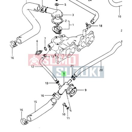 Suzuki Samurai SJ410 hűtő/fűtő cső csatlakozó 17550-80000