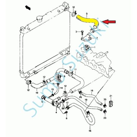 Suzuki Samurai 413 Hűtőcső felső 17841-60A00
