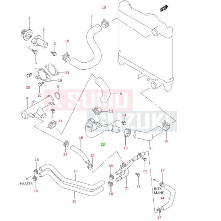 Suzuki Jimny Santana fém hűtővízcső 17860-81A00