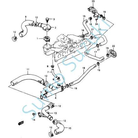 Suzuki Samurai SJ413 vízcső, hűtővízcső 17860-83000