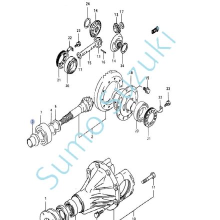 Suzuki Samurai SJ413-SJ419 Távtartó differenciálmű tengelyen, első hátsó diffi (gyári)