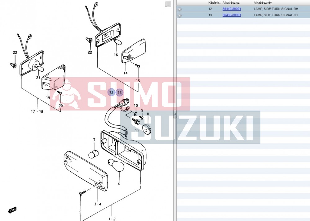 Suzuki Samurai Side Turn Signal Lamp RH 36410-80001 - Sumo S