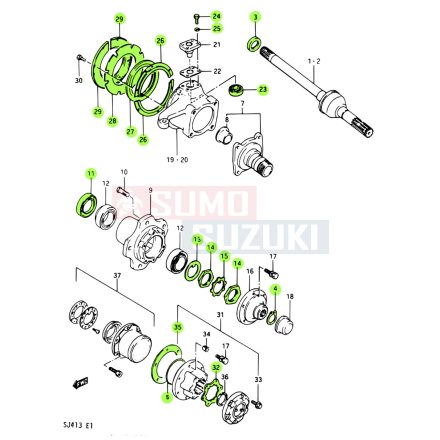 Suzuki Samurai első futómű felújító készlet 4 csapággyal 1 autóra