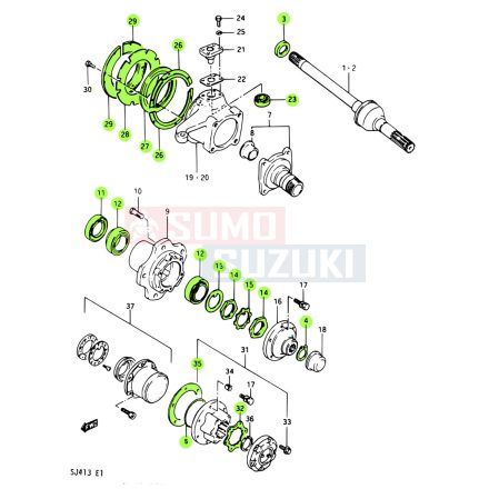 Suzuki Samurai első futómű felújító készlet 8 csapággyal 1 autóra