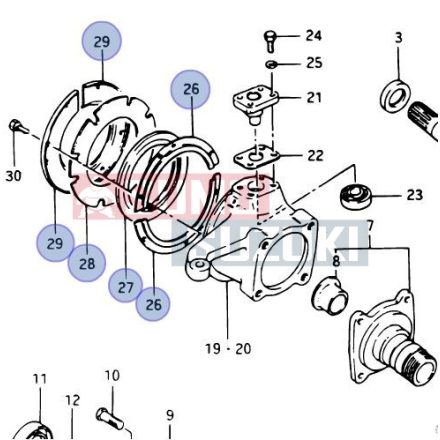 Suzuki Samurai SJ410,SJ413 Front Knuckle kit with oil seals 45623-63000, 45623-80000, 09285-00002, 45624-63001, 45625-63001