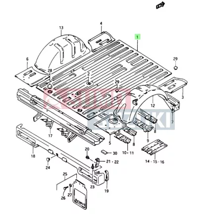 Suzuki Samurai padlólemez csomagtérben LONG alvázhoz 62111-80350