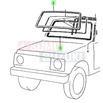Suzuki Samurai SJ413 SJ419 első szélvédő tömítés külső "V" típusú 84611-73A00