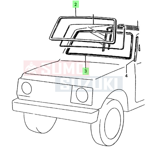 Suzuki Samurai SJ413 SJ419 Front Windshield Moulding (Outsid
