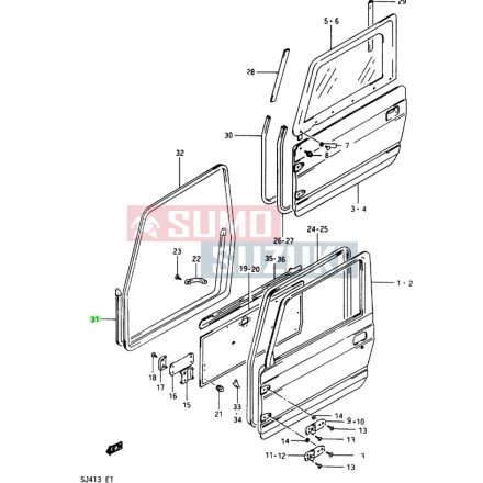 Suzuki Samurai SJ410 SJ413 ajtó keret gumi (Kabrió) 84630-80000