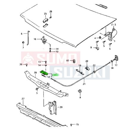 Maruti 800 motorháztető zárszerkezet alsó 82110-81001