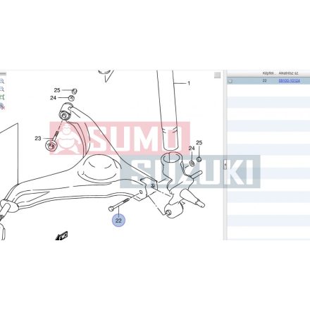 Suzuki Swift hátsó lengőkar csavar tengelycsonknál