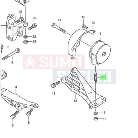 Suzuki Swift 1992-2004 bal motortartó gumibak csavar 09108-10107