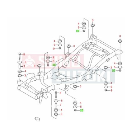 Suzuki Jimny 2018-tól alváz gumi rögzítő anya 09159M10233