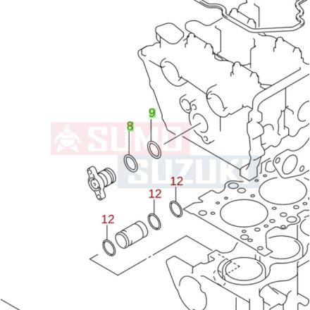 Suzuki Swift 2005-> Ignis O gyűrű olajpumpa vízkivezetés sapka szett