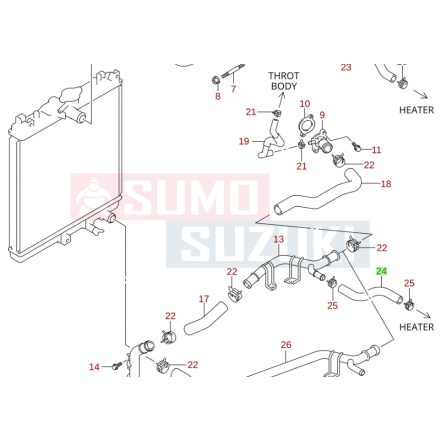 Suzuki Alto vízcső fűtőradiátornál 17872-79G00