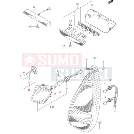 Suzuki Liana 5 ajtós hátsó lámpa bal 35670-54G00