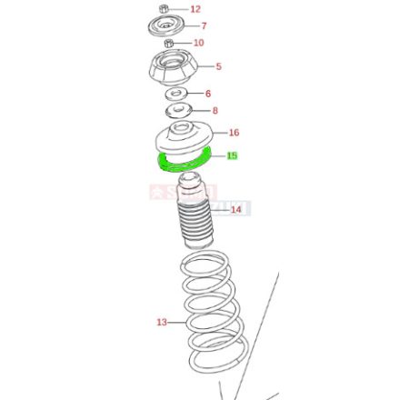 Suzuki Swift 2005-2010, Splash spirálrugó felső gumi első 41211-62J00
