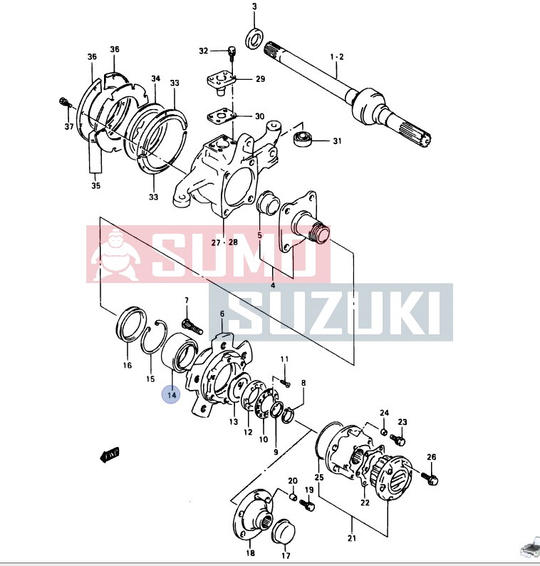 Samurai kerékcsapágy első SJ413 spirálrugóshoz 43462-84A00 -