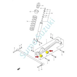   Suzuki lengőkar szilent első lengőkarba elöl, spirálrugóshoz (egymás mellett) 46282-81A30