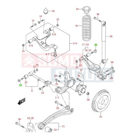 Suzuki Grand Vitara hátsó lengőkar csavar 46431-65J00