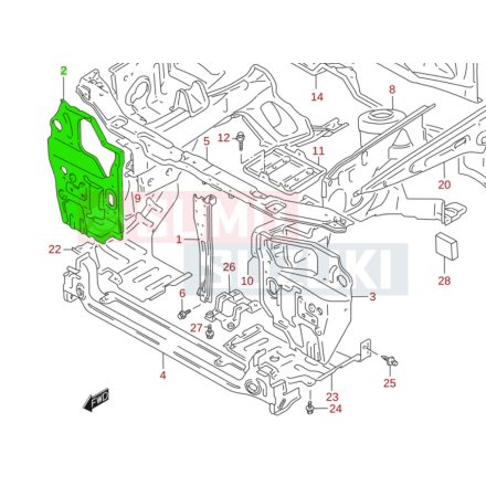 Suzuki Baleno 1995-2002 lámpatartó lemez jobb 58111-60G00