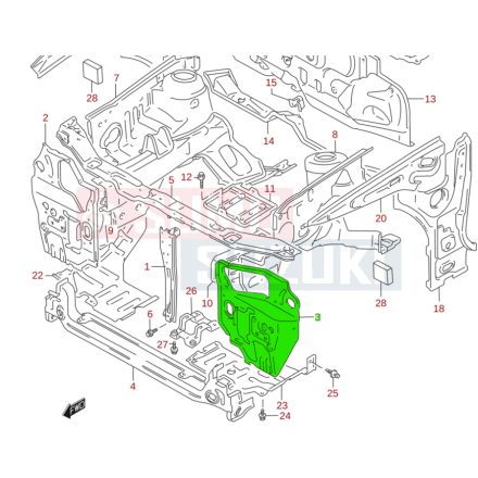 Suzuki Baleno 1995-2002 lámpatartó lemez bal 58161-60G00