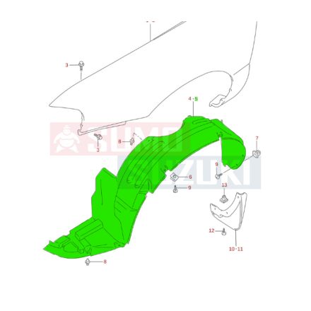 Suzuki Baleno 1995-2002 lámpatartó lemez bal 58161-65G00