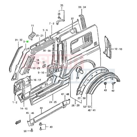 Suzuki Samurai SJ413 zárt A oszlop belső rész 63521-80110