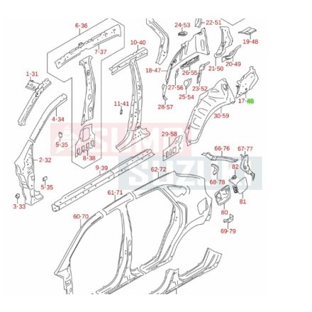 Suzuki Baleno 2016-> hátsó doblemez folytatás bal hátsó 63740M68P10