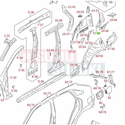Suzuki Baleno 2016-> hátsó doblemez folytatás bal hátsó felső 63831M68P00