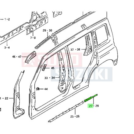 Suzuki Vitara SE416 zárt küszöb díszléc tartó jobb hátsó 64221-56B00
