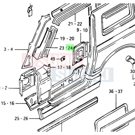 Suzuki Samurai A oszlop külső alsó bal (zárt karosszéria) 64541-80122