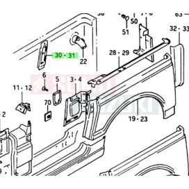   Suzuki Samurai merevítő hátsó sárvédőnél bal 64635-80001