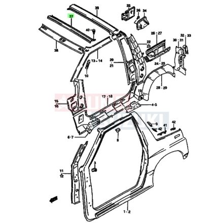 Suzuki Vitara SE416 tetőmerevítő középső 65110-60A00