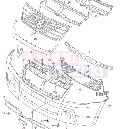 Suzuki Grand Vitara hűtődíszrács háló belső 71721-77K10