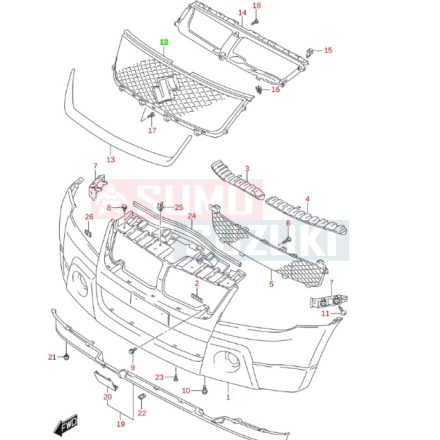 Suzuki Grand Vitara hűtődíszrács 71741-65J00-38B
