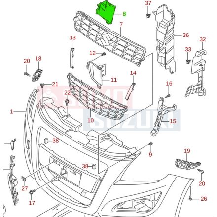 Suzuki Splash Type4 hűtődíszrács burkolat 71742-85L00-5PK