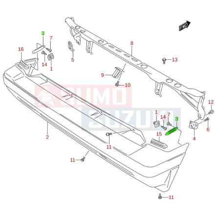 Suzuki Vitara lökhárító csúszótartó jobb hátsó 71751-86000
