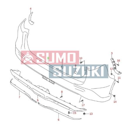 Suzuki Vitara 2018-tól Hátsó lökhárító fekete, 71811-54P01-N49