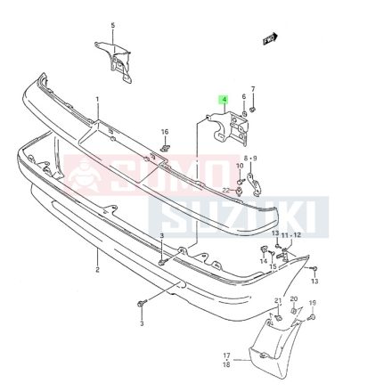 Suzuki Swift 1992-1996 hátsó lökhárító tartó jobb 71822-60B00