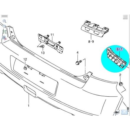 Suzuki Swift 2005-2007 hátsó lökhárító bal oldalsó rögzítő tartó 71822-63J00