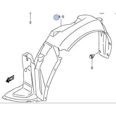 Suzuki Swift 2005-2010 Front Fender Lining LH 72322-63J20