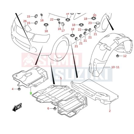 Suzuki Grand Vitara motor burkolat alsó 72380-65J00