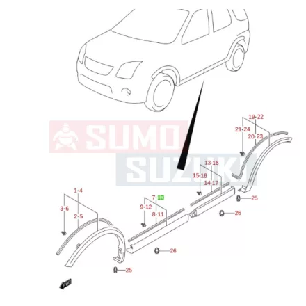 Suzuki Ignis küszöb spoiler bal első 77240-86G00-5PK 