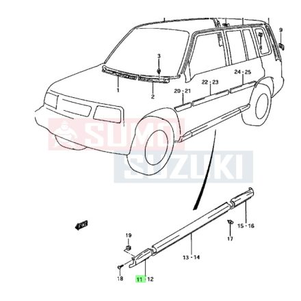 Suzuki Vitara SE416 küszöb védő sárvédőnél jobb 77531-56B00-5PK