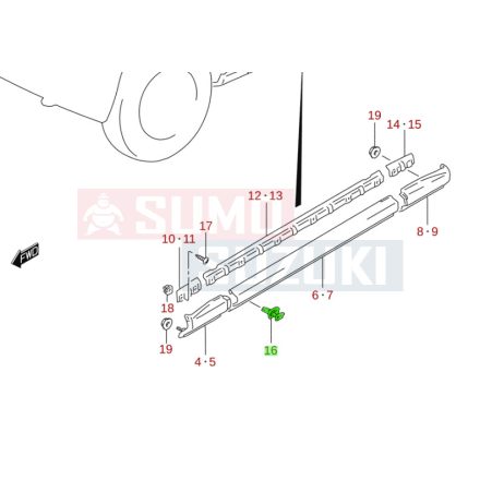 Suzuki Vitara SE416 küszöbrögzítő patent 77537-60A10-5PK